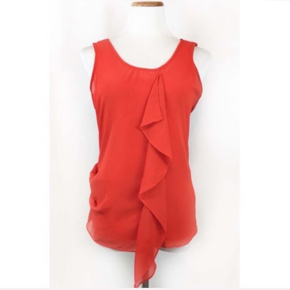 ✨5 FOR $25✨  Vince Camuto Orange Ruffle Tank Top Blouse